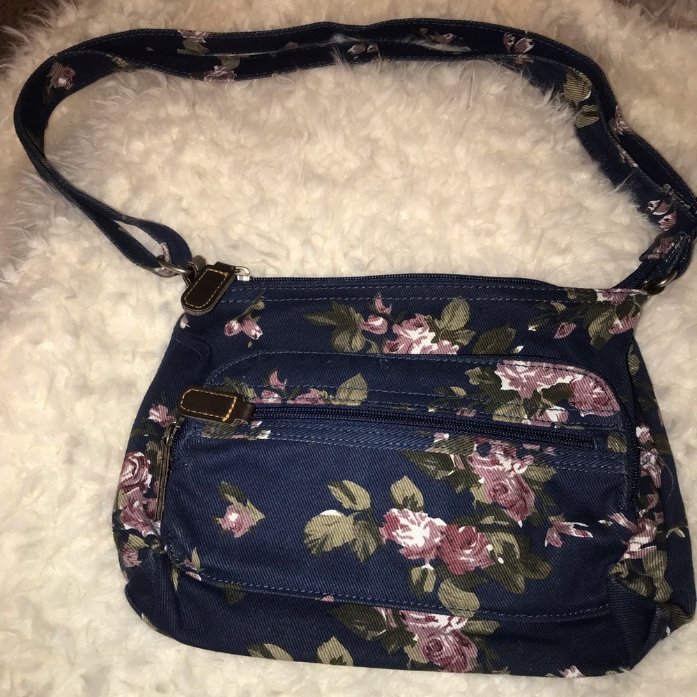 Blue floral crossbody purse / bag